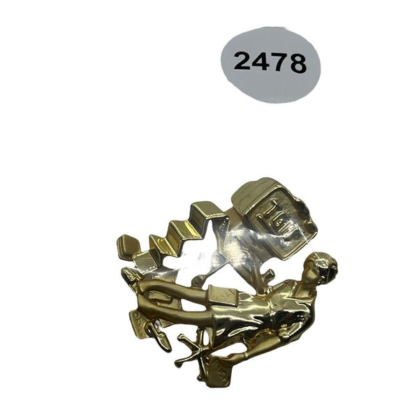 Brooch Lapel Pin TGIF Computer Overworked Career 19902 Gold Tone Danecraft Women - Picture 9 of 16